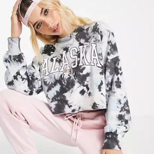 Hollister Blue Tie Dye Crop Sweatshirt